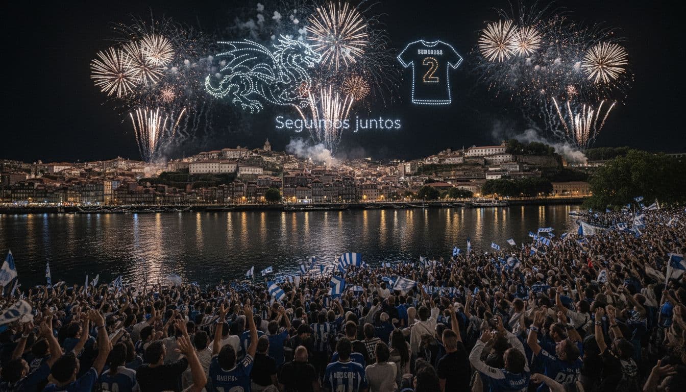 A Ribeira do Porto iluminou-se para coroar o 31.º título do FC Porto