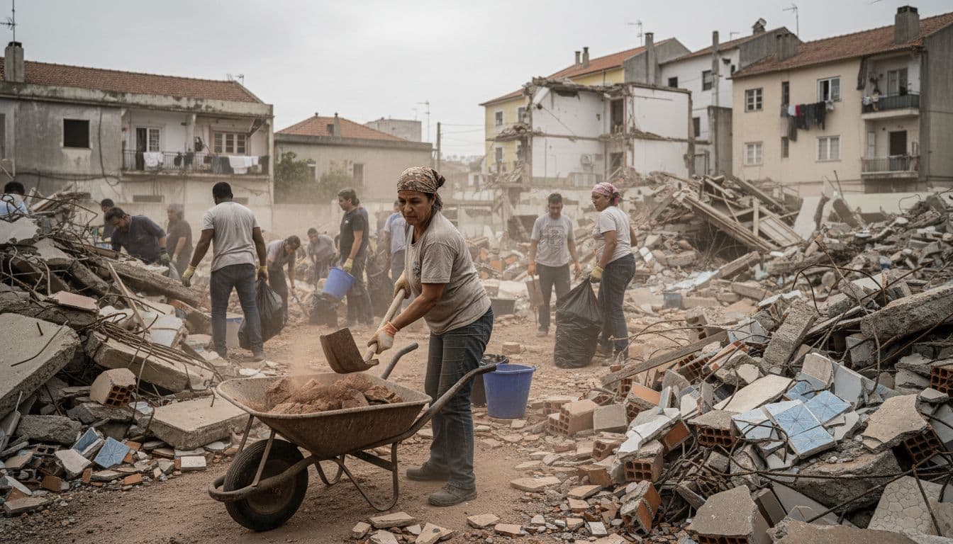 Bairro do Talude une moradores e ativistas na limpeza de destroços em Loures