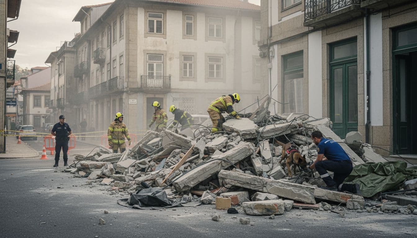 O centro do Porto regista a derrocada de um edifício após ocupantes escaparem ilesos