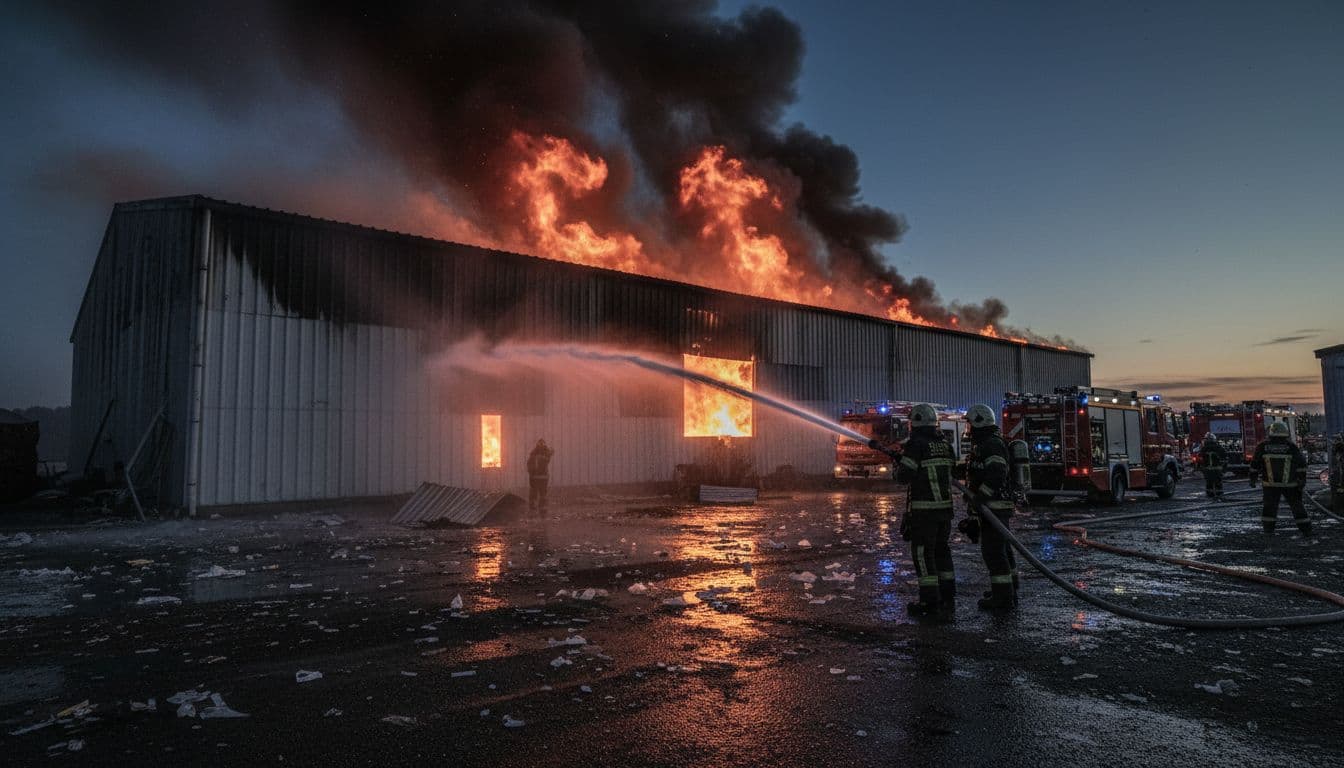 Coimbra enfrenta incêndio em empresa de reciclagem de plásticos durante a madrugada