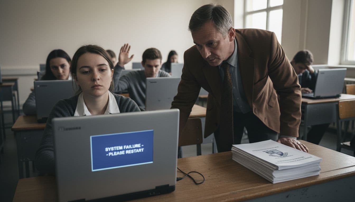 Exames nacionais digitais podem voltar ao papel caso as falhas técnicas continuem