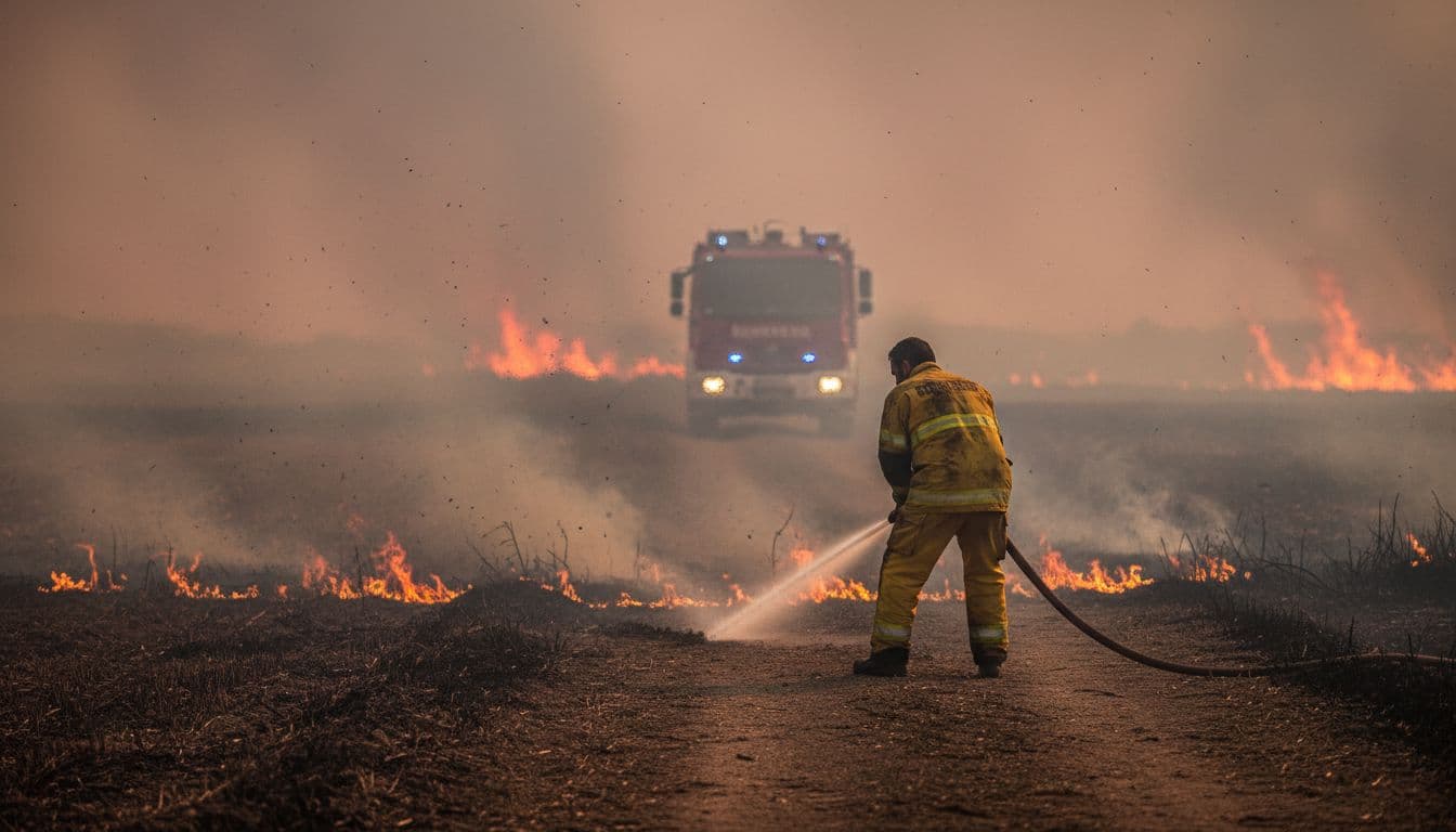 O incêndio no concelho de Aljustrel cortou o trânsito na Estrada Nacional 2 e mobiliza mais de cem bombeiros